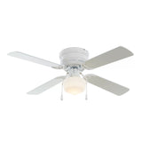42&quot; Hugger Metal Indoor Ceiling Fan with Light, White, 4 Blades, LED Bulb, Reverse Airflow