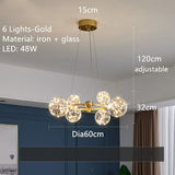 Creative Romantic Style Star Bright LED Modern Chandelier Hanging Lamp Round Black/Golden Transparent Glass Ball Pendant Light