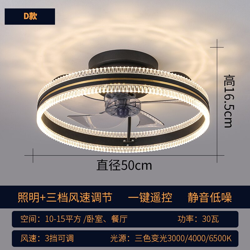 New acrylic ceiling fan lamp LED variable frequency ceiling fan lamp living room bedroom dining room light luxury fan Chandelier