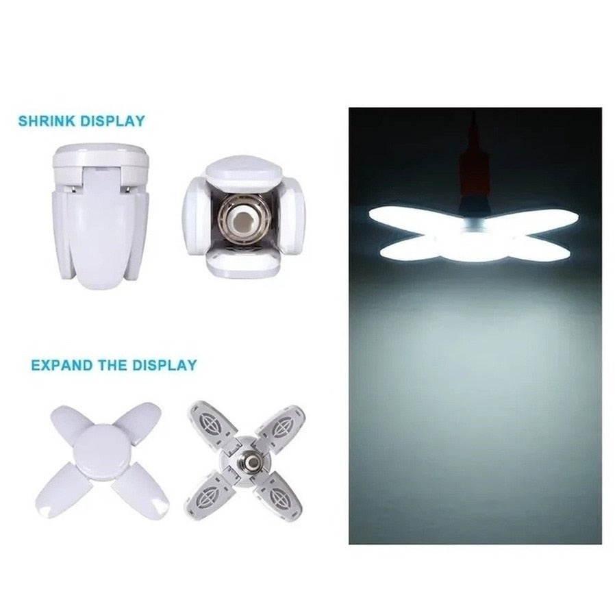 E27 LED AC85-265V Bulb Fan Blade Timing Lamp 28W Foldable Led Light Bulb Night Lights For Home Ceiling Light Lighting