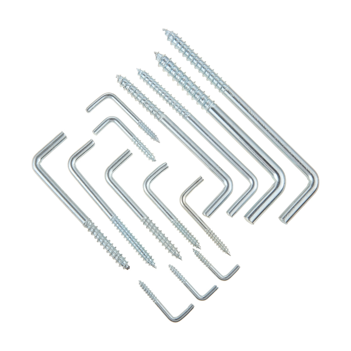 2/5/10/20pcs Square Bend Hook L Cup Hanger Screw-in Wall Picture Photo Frame Lamp Light Eyescrew 20-100mm 14-Sizes Zinc-Plated