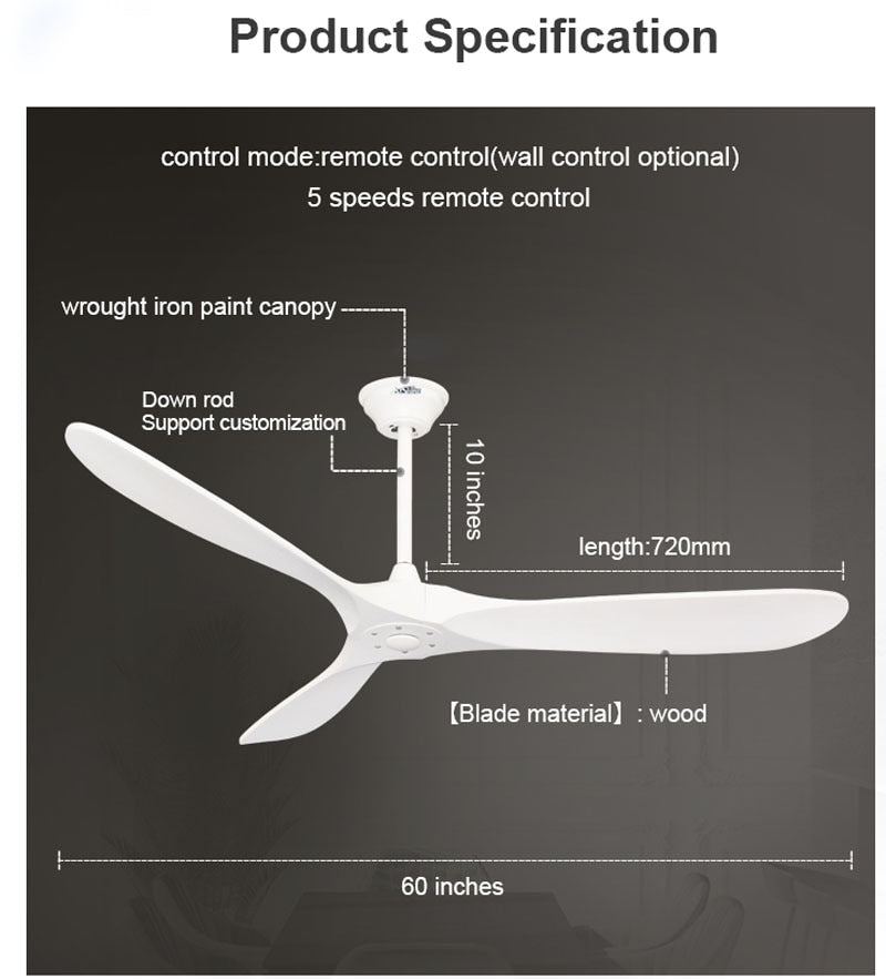 Luxury Natural Wooden Ceiling Fan Home Decorative Pendant Fan With Lamp Reversible Motor Suitable for Summer and Winter