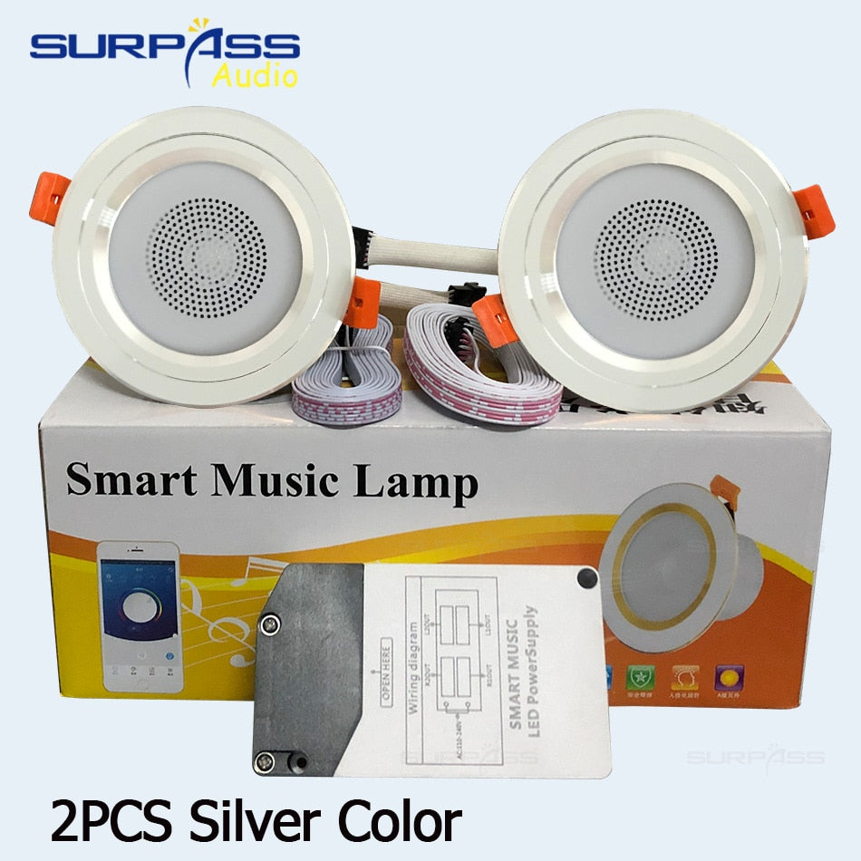 LED Smart Music Lamp Intelligent Background Music Light Ceiling Speakers With Adjused Lights Smart Bluetooth Downlight Speaker