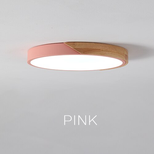 LED Surface Mount Ceiling Light Modern Ultra Thin Lighting Wood Lamp Fixture  Living Room Home Decor Balcony Remote Control