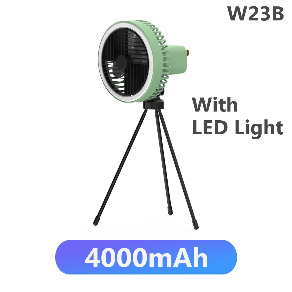 Multifunction Portable Electric Camping Fan Rechargeable Desktop Tripod Stand Cooling Ceiling Fan with LED Outdoor Dropshipping