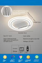 Modern Full Spectrum Bladeless Ceiling Fan Lamps Dimmable With Remote Control 6 Gears Indoor LED Lighting Bedroom Living Room