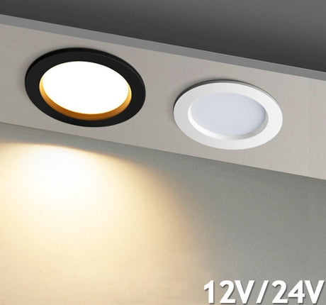 DC 12V LED Downlight Ceiling Light Spotlight 3W 5W 7W 9W 12W Recessed Grille Ultra-thin 24V Safety Voltage Round black white