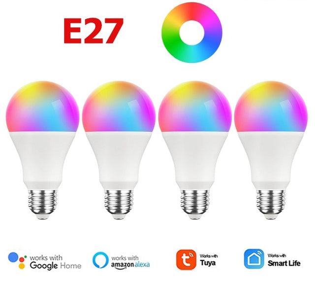 Tuya Smart Wi-Fi Led Bulb 9/15W RGBCW LED Light Dimmable Lightbulbs Works With Alexa Google Home Voice Control Magic LED Lamp