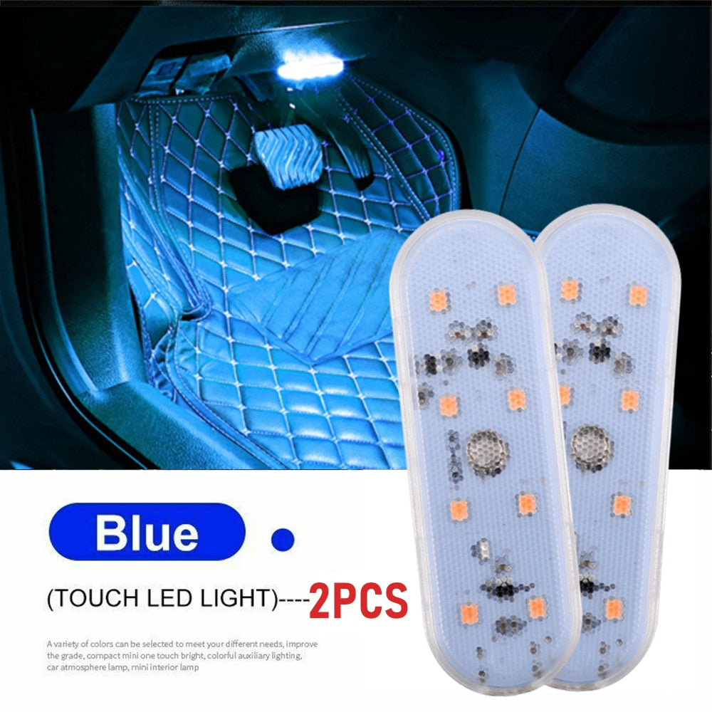 2PCS LED Interior Car Light Wireless Interior Lights Car LED Touch Lights Auto Roof Ceiling Lamp USB Charging Reading Lamps