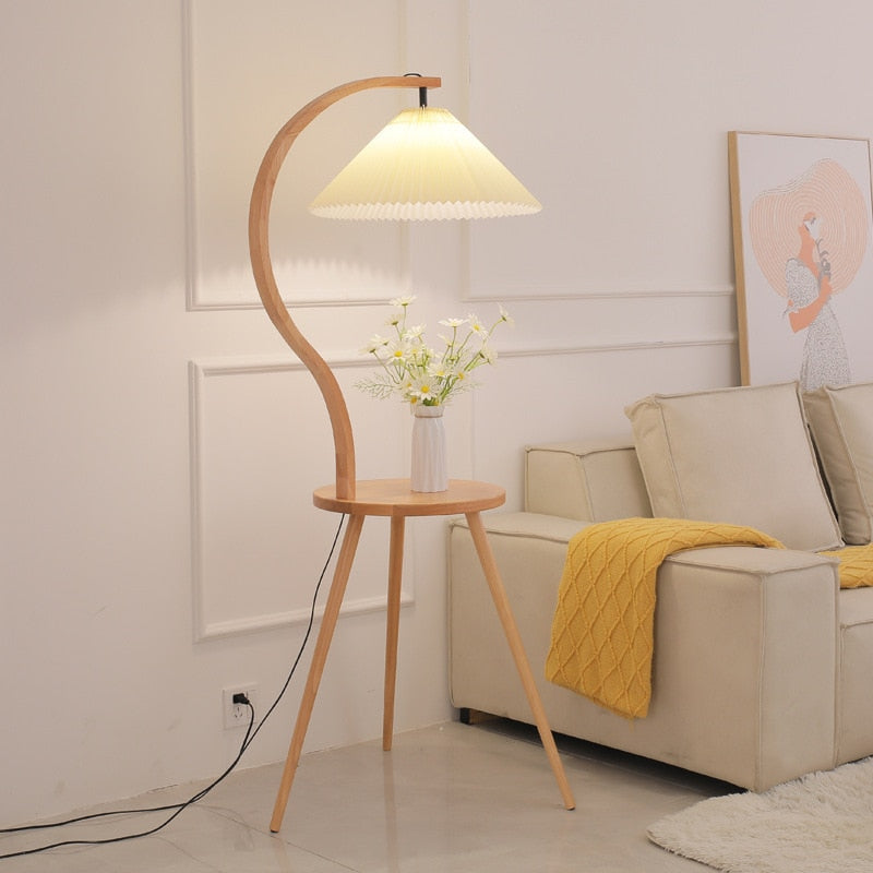 Nordic Wood Floor Lamps Modern Simple Creative Living Room LED Standard Light Tea Table Iron Sofa Lamp Home Decor