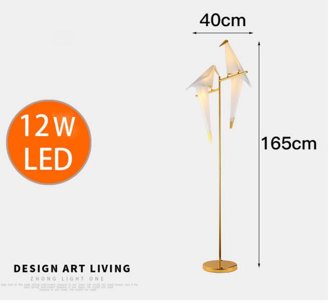 Art Deco Bird Paper Floor lamp Bedroom Studio living room lamp stand origami light Study Bedside Reading table gold floor lamp