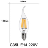 2Pcs E27 E14 Retro LED Edison Bulb 220V Light Bulb C35 A60 ST64 G45 G80 G95 Vintage LED Filament Lamp Glass Bulb Candle Light