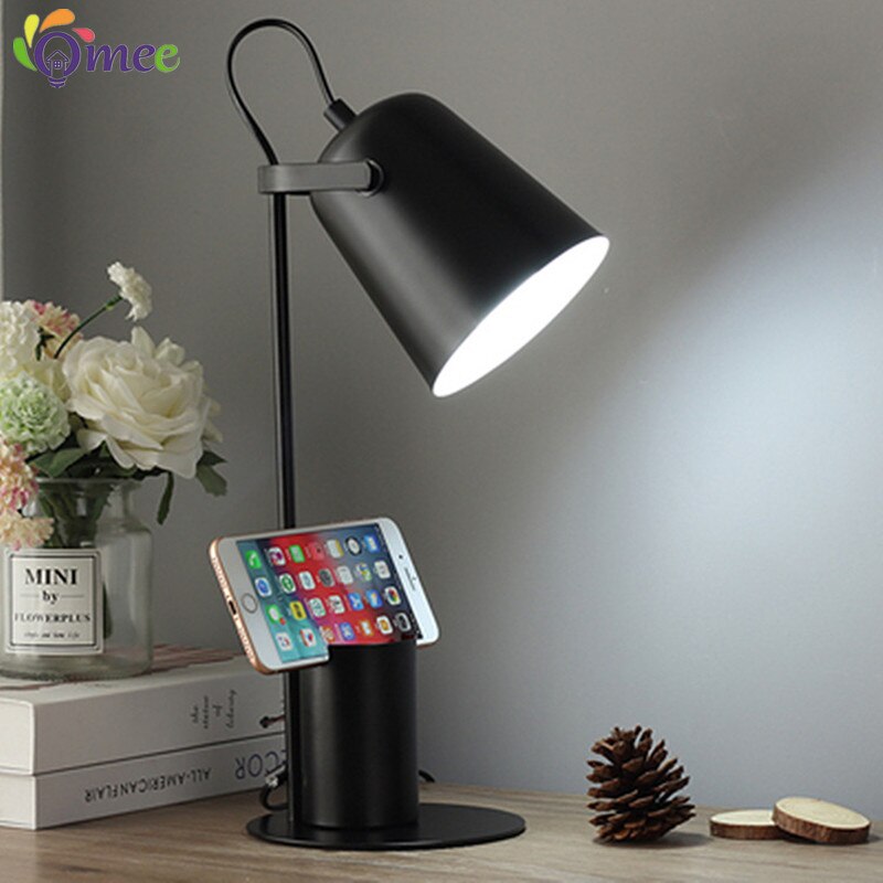 Nordic Iron Art LED Fashion Simple Desk Lamps Eye Protection Dimming Metal Pen Holder Table Lamp Living Room Bedroom Home Decor