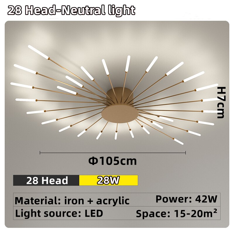 Led Firework Chandelier Dimmable For Living Room Bedroom Modern Ceiling Chandelier Dining Room Ceiling Lamp With Remote Control