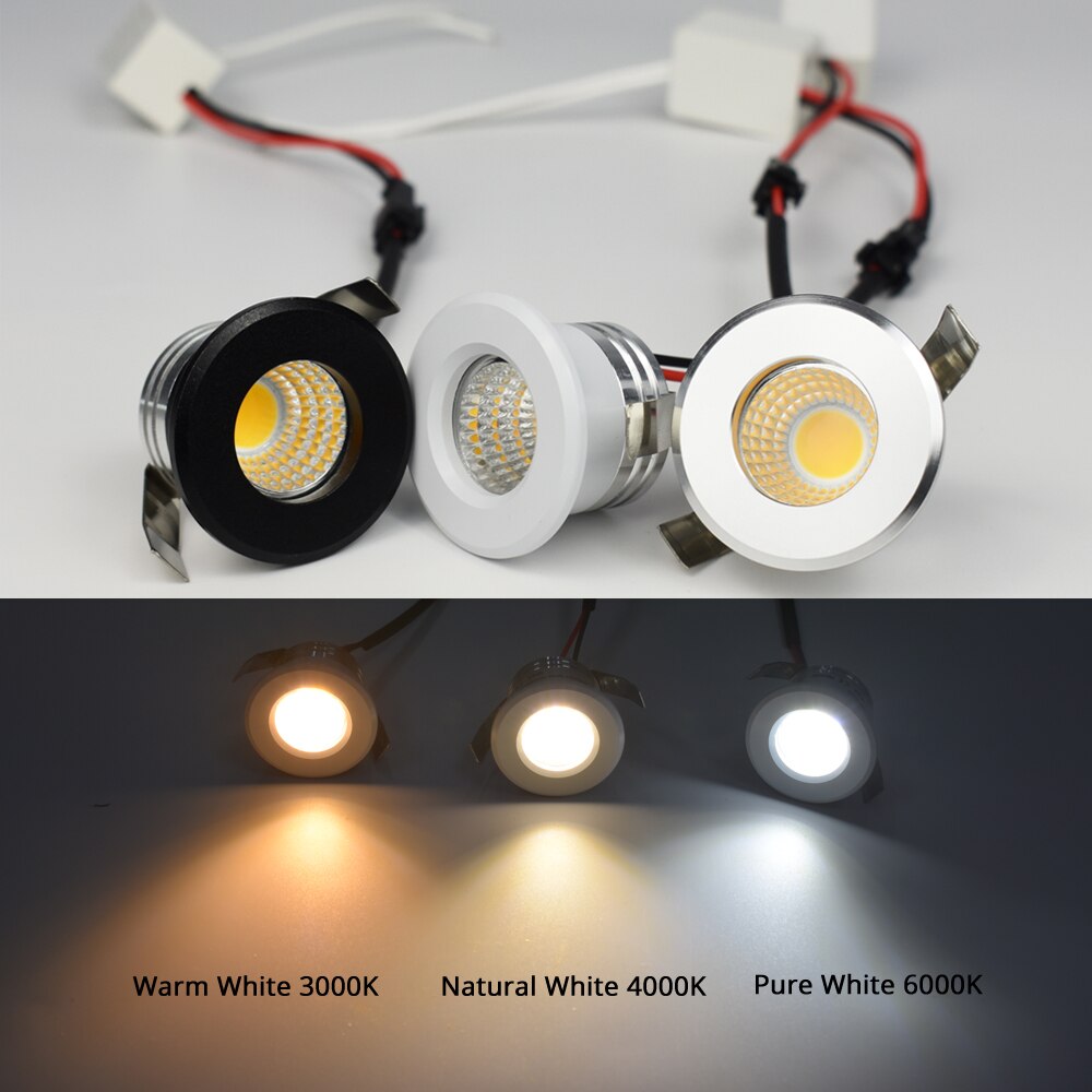 Small Recessed Ceiling LED Spot Light COB 3W 110V 220V Dimmable Driver Included for home showcase cabinet hotel skirting etc.