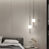 Simple glass ball pendant lights Nordic bedroom bedside long line hanging lamp modern restaurant decor lamp