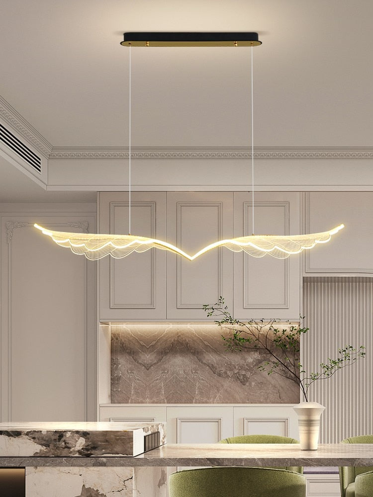 Dining Room Island LED Chandeliers Modern Novelty Restaurant Office Long Wing Pendant Lamp Bar Coffee Acrylic Art Hanging Lights
