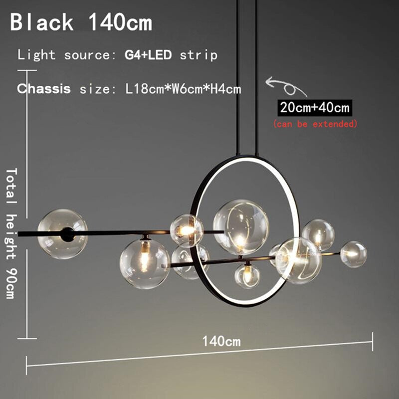 Modern minimalist LED chandelier Nordic ceiling novelty glass bubble Nordic dining table lighting kitchen home decoration lamps