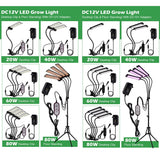 DC12V Full Spectrum LED Grow Light For Plants 20W 40W 60W 80W SMD2835 Dimmable Timing Phyto Lamp For Greenhouse Tent