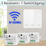 1/2/3 Gang Wireless Wall Switch RF 433Mhz Interrupt Light Switch Remote Control 86 10A 110V 220V Receiver for Lamp LED Fan