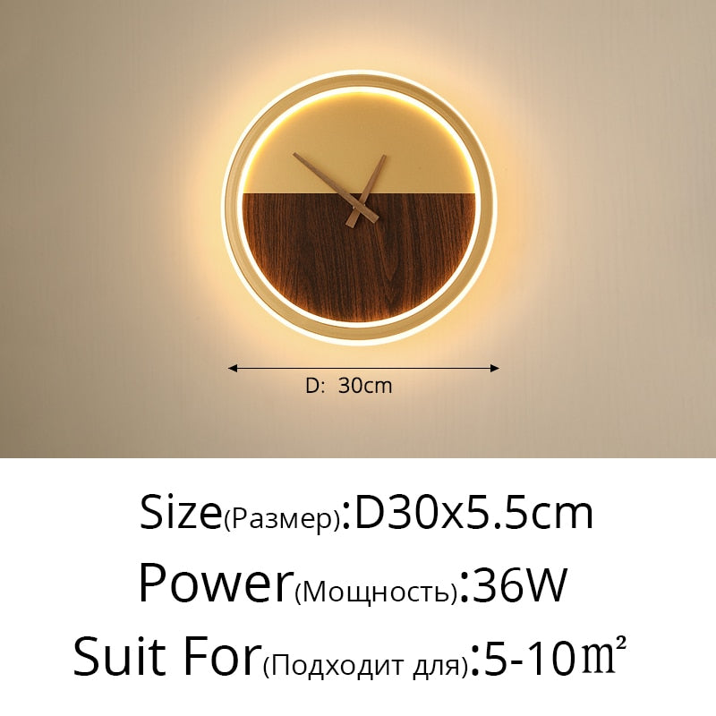 Modern LED Clock Wall Lamps For Bedside Corridor Aisle Hotel Living Room Foyer Kitchen Porch Lights Luminaria Indoor Lighting