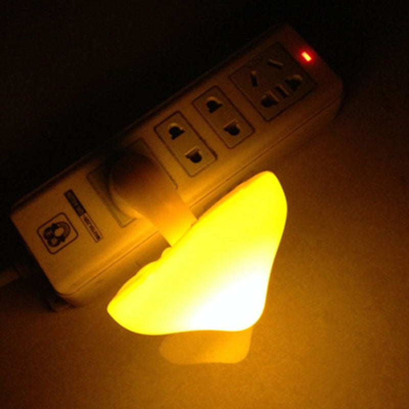 Led Night Light Mushroom Wall Socket Lamp Eu Us Plug Warm White Light-control Sensor Bedroom Light Home Decoration