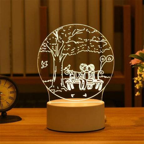 Romantic Love 3D Acrylic Led Lamp for Home Children's Night Light Table Lamp Birthday Party Decors Valentine's Day Bedside Lamp