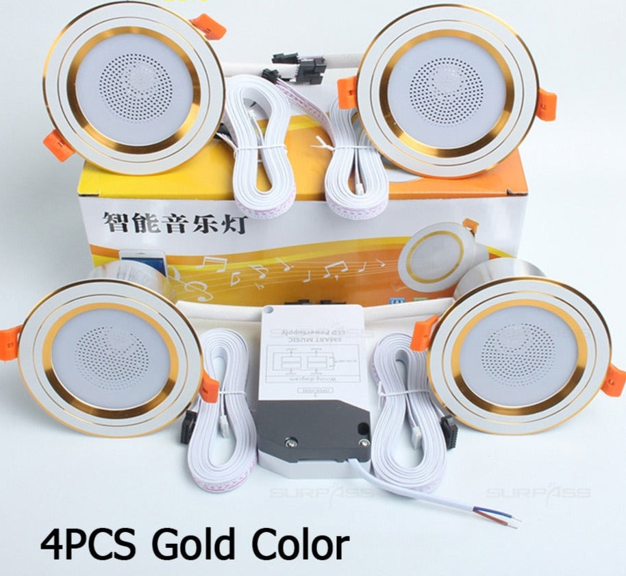 LED Smart Music Lamp Intelligent Background Music Light Ceiling Speakers With Adjusted Lights Smart Bluetooth Downlight Speaker