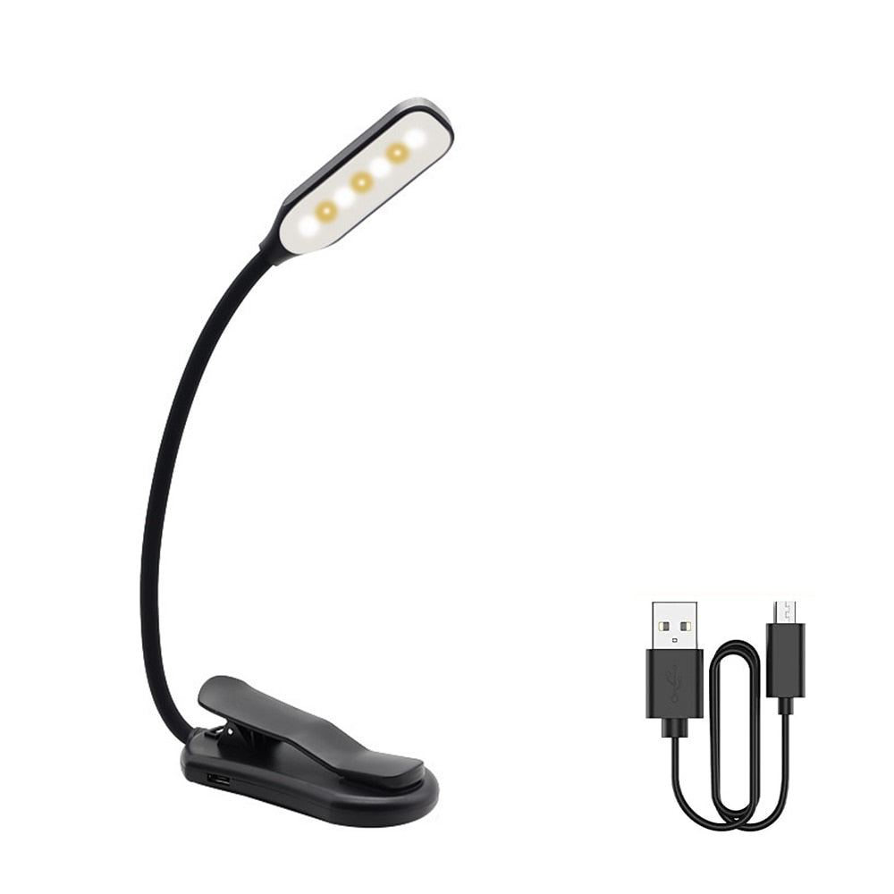 Rechargeable Book Light 7 LED Reading Light with 3-Level Warm Cool White Daylight Flexible Easy Clip Night Reading Lamp in Bed