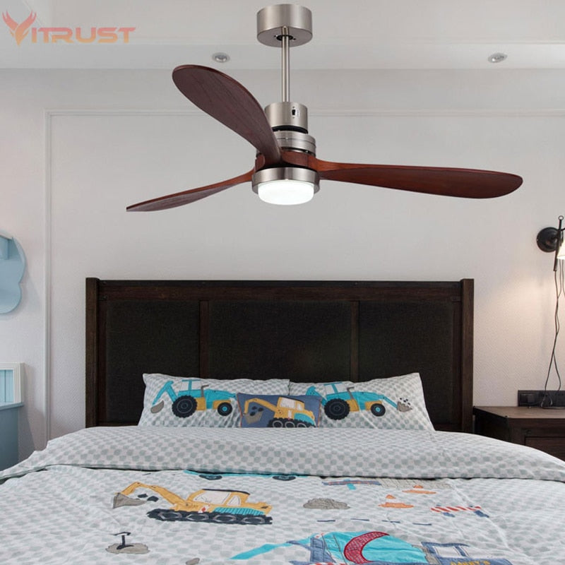 Classic Oirgal Wooden Ceiling fan Reversiable DC Motor Ceiling fan suitable for Winter and Summer Support 110V-220V