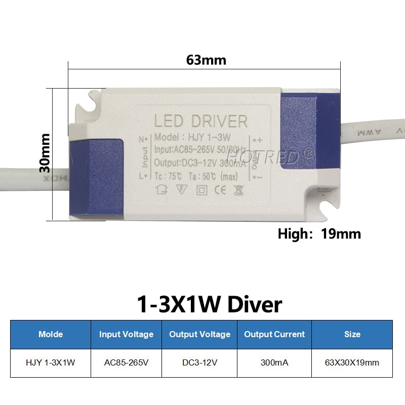 LED Driver 300mA 1W 3W 5W 7W 12W 18W 20W 25W 36W Constant Current Driver Power Supply AC85-265V DownLighting Transformers Bulb