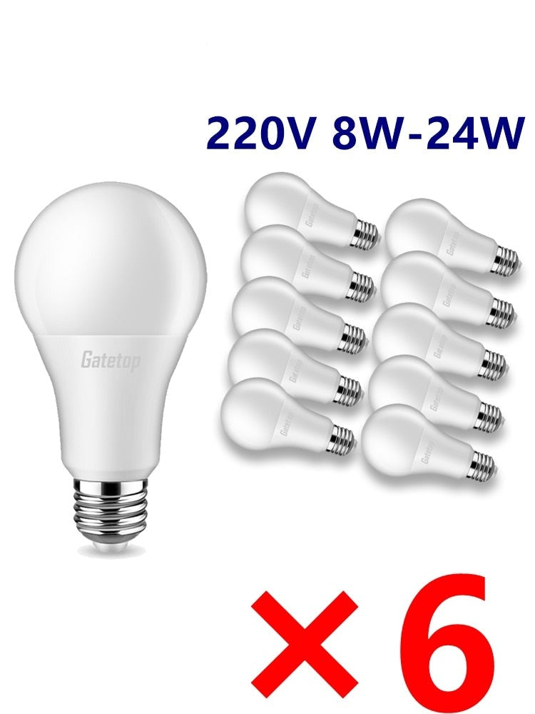 LED bulb light AC220V AC110V high power 8W-24W E27 B22 6PCS room study kitchen