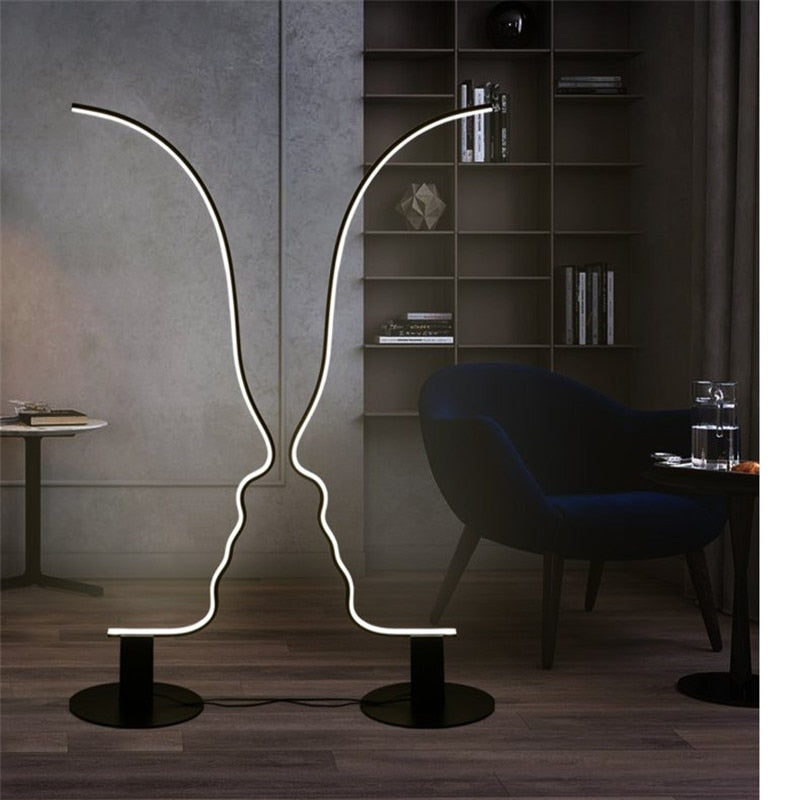 New Modern Fashion Creative Design Human Face Decor Led Floor Lamp Home Bedroom Living Room Indoor Lighting Bedside Lamp Light