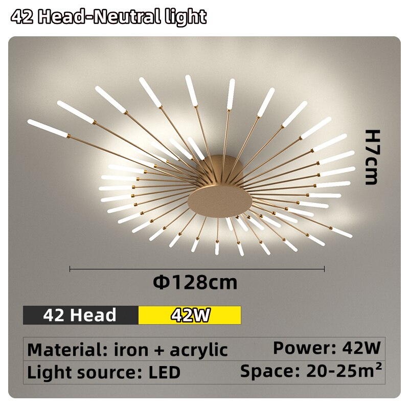Led Firework Chandelier Dimmable For Living Room Bedroom Modern Ceiling Chandelier Dining Room Ceiling Lamp With Remote Control