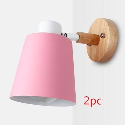 wooden wall lights bedside wall lamp wall sconce modern wall light for bedroom Nordic macaroon 6 color steering head E27 85-285V
