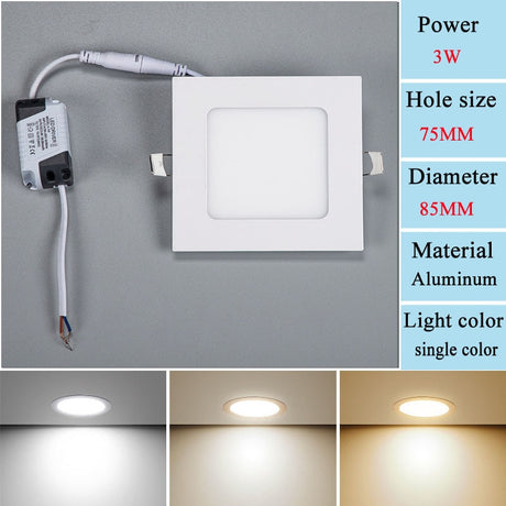  Embedded LED Panel Light Concealed Ceiling Light 3W6W12W15W18W Household Downlight Flat Light Commercial Ceiling Light