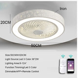 Smart Ceiling Fans with Lights APP+Remote Control White Painted Iron Acrylic Fan Light Dimmable Bedroom Living Room Fan Lamp