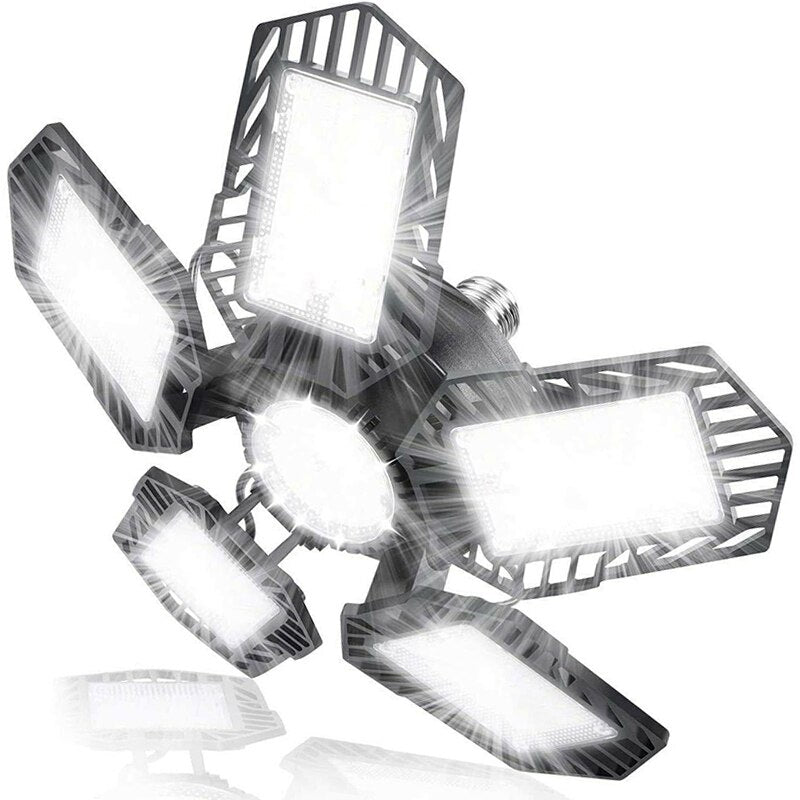 E27/E26 150W LED Garage Light 8000LM Adjustable Deformable Fan Garage Lamp Ceiling Industrial Work Light for Storage Warehouse