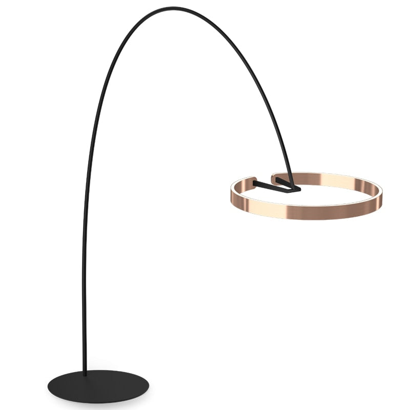 LED Floor Light Round Rings Style Modern Creative Living Room Fishing Floor Lamp Bedroom Bedside Lobby Vertical Lighting Fixture
