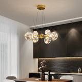 Creative Romantic Style Star Bright LED Modern Chandelier Hanging Lamp Round Black/Golden Transparent Glass Ball Pendant Light