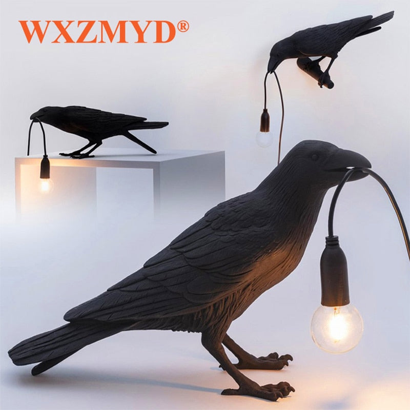 Lucky Bird Crow Wall Lamp Resin Table Lamp Bird Night Light for Bedroom Bedside Living Room Wall Lamp Home Decoration