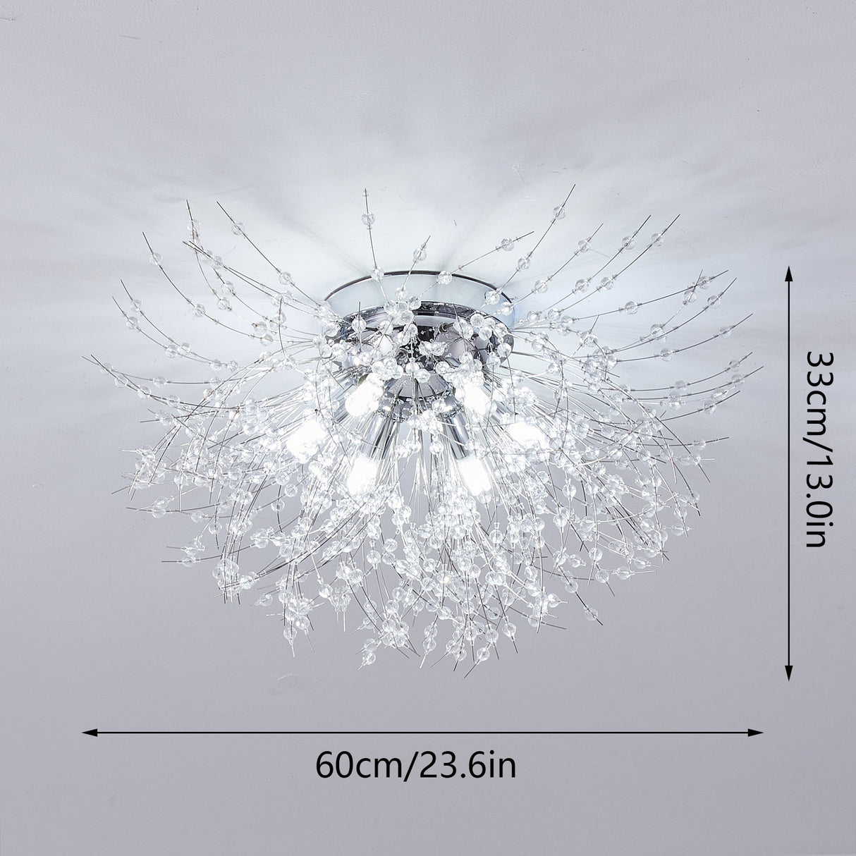 LED Crystal Firework Chandelier Modern Style Ceiling Light Fixtures 6 Light Pendant