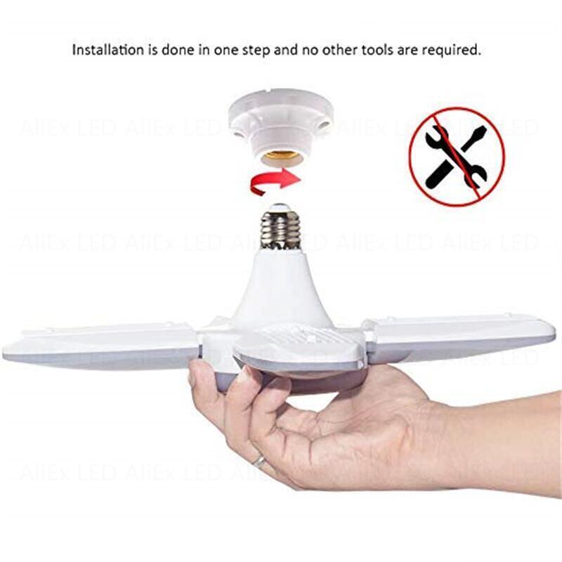 E27 LED Bulb Fan Blade Timing Lamp 220V 110V 28W 360°Foldable Led Industrial Light Bulb Lamp For Home Ceiling Light Garage Light