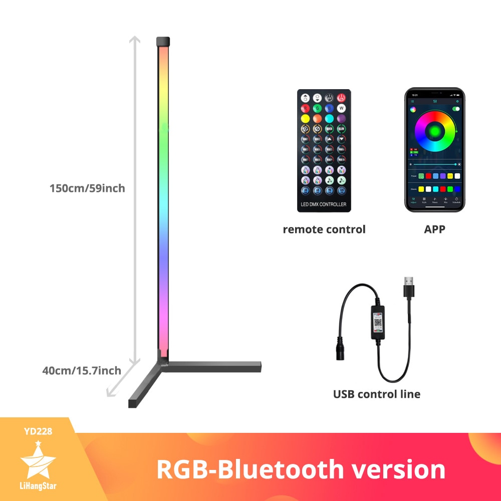 RGB LED Floor Lamp Bedroom Bedside Decoration Corner Floor Lamp WIFI Bluetooth App and Remote Control Indoor Atmosphere Lamp