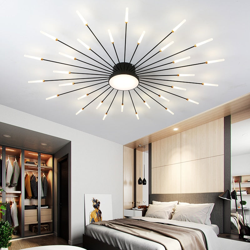 Led Firework Chandelier Dimmable For Living Room Bedroom Modern Ceiling Chandelier Dining Room Ceiling Lamp With Remote Control