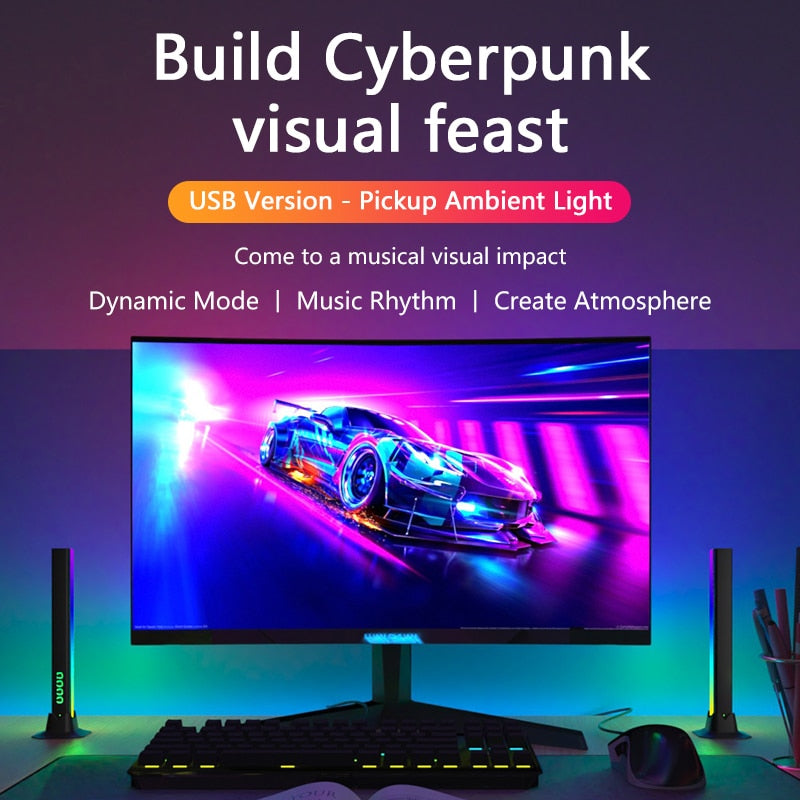 RGB LED Desktop Floor Lamp Light Bars Night Light Music Rhythm Atmosphere Lights Backlight for Gaming TV Room Decoration Lamp