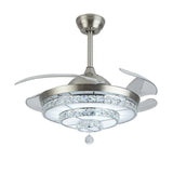 42 inch Ceiling Fan Modern LED Crystal Chandelier Bedroom 3 Color Light with Remote Control 36w