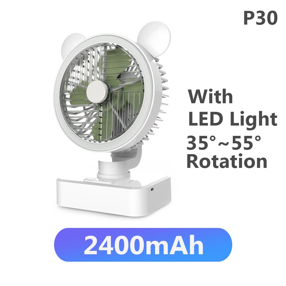 Multifunction Portable Electric Camping Fan Rechargeable Desktop Tripod Stand Cooling Ceiling Fan with LED Outdoor Dropshipping