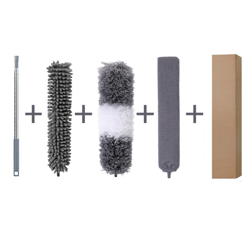 2023 Telescopic Cleaning Duster Brush Extended Long Crevice Spider Web Microfiber Brushes Bendable Household Dust Clean Remover