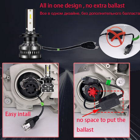 80W 14000LM Car Haedlight H4 H7 H1 LED H8 H9 H11 4300K 5000K 6500K 8000K 25000K Auto fog Light 80W 16000LM 12V LED Bulb